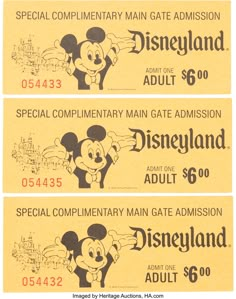 three coupons for disneyland with mickey mouse on them