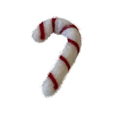 a white and red candy cane on a white background