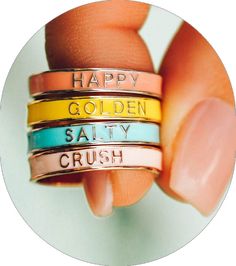 Gold Enamel Ring For A Gift, Gold Enamel Ring Perfect For Gifting, Gold Enamel Ring Perfect For Gift, Trendy Adjustable Gold Enamel Ring, Gold Enamel Ring For Everyday Wear, Gold Enamel Stackable Rings As Gift, Trendy Personalized Gold Rings, Everyday Gold Enamel Jewelry, Gold Enamel Anniversary Ring