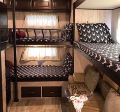 the bunk beds in this camper are made to look like they have skulls on them