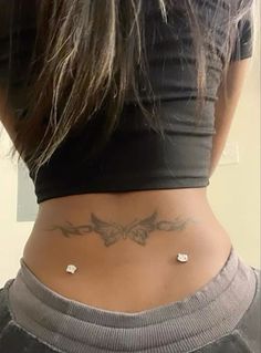 Lower Back Dermal Piercing, Back Dermal Piercing, Back Dimple Piercings, Dimple Piercing, Different Ear Piercings, American Traditional Tattoo Ideas, Back Piercings, Cute Nose Piercings, Traditional Tattoo Ideas