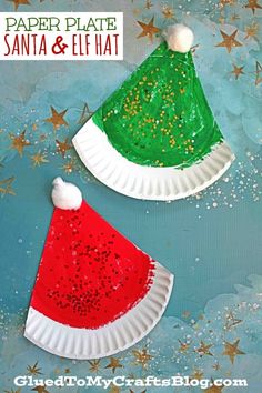 paper plate santa and elf hats for christmas