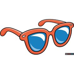 an orange pair of sunglasses with blue lenses on it's sides and the bottom part of