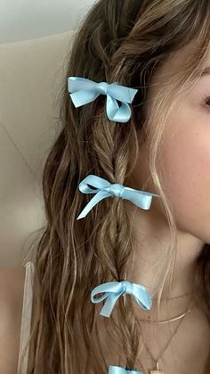 Blue Bow Hairstyle, Hair Styles Art Reference, Hair Styles Art