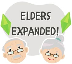 two older people with glasses are looking at each other and the words elders expanded above them