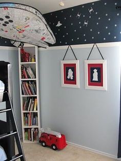 a child's bedroom decorated in star wars theme