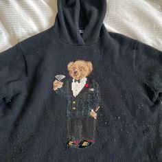 Lightly Worn Ralph Lauren Cashmere Hoodie With A Martini Bear On It Ralph Lauren Bear Sweater Aesthetic, Ralph Lauren Long Sleeve Winter Hoodie, Polo Bear Ralph Lauren, Polo Bear By Ralph Lauren, Ralph Lauren Polo Bear Sweatshirt, Cashmere Hoodie, Bear Hoodie, Ralph Lauren Tops, Polo Ralph