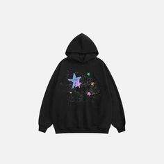 Vintage star graphic y2k oversized hoodie for comfort and style - black / s - hoodies Cozy Summer Outfits, Trendy Aesthetic Outfits, Aesthetic Outfits Y2k, Early 2000s Style, Underground Clothing, Hip Hop Fashion 90s, 90s Y2k Fashion, Graphic Y2k, Star Graphic