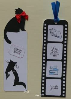 two bookmarks with pictures of cats on them