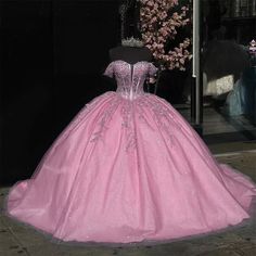 Glitters Pink Quinceanera Dresses Off the Shoulder Prom Sweet 15 16 Ball Gowns.  "This pin contains affiliate links, which means I may earn a commission at no cost to you extra for you". 
 #affiliate #advertising" Glitter Pink Quinceanera Dresses, Quinceanera Chambelanes Outfits, Quinceanera Chambelanes, Pink Sweet 16 Dresses, Quinceanera Dresses Off The Shoulder, Pink Sweet 16 Dress, Chambelanes Outfits, Dream Quinceanera, Pink Quinceanera Dresses