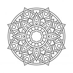 a black and white drawing of a circular design with geometric shapes in the shape of circles