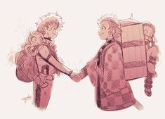 two people with backpacks shaking hands in front of each other