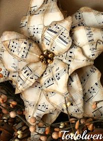 an arrangement of musical notes and flowers on display