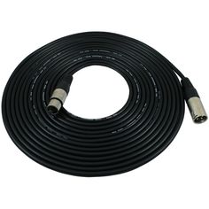 a black extension cord with two white wires