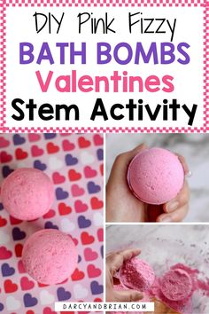 Make bath time more fun and educational with this easy DIY project that incorporates science, technology, engineering, and math (STEM) principles. Kids can learn about chemical reactions and properties while creating their own colorful Valentine's Day bath bombs. It's a great way to encourage experimentation and spark an interest in STEM subjects, all while making bath time extra bubbly and enjoyable. Valentines Stem, Diy Bath Bomb Recipe, Valentine Stem Activities, Valentine Stem, Stem Activity For Kids, Diy Bath Bomb, Recipes Kids Can Make, Bath Bomb Recipe, Stem Subjects