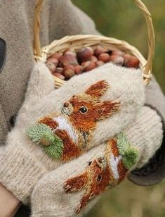 a person holding a basket filled with beans and a stuffed animal in it's hands