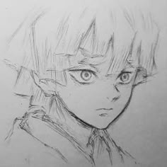 a pencil drawing of an anime character with big eyes