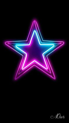 a neon star on a black background