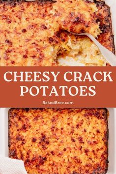 Treat yourself to these ultimate cheesy Crack Potatoes. Packed with flavor and so easy to make, this dish is a winner every time! #CasseroleRecipe #ComfortFood #Thanksgiving Potato Dishes For Thanksgiving, Thanksgiving Cheesy Potatoes, Cheesy Potatoes With Hashbrowns, Cheesy Potato Bake, Cheesy Hashbrown Casserole