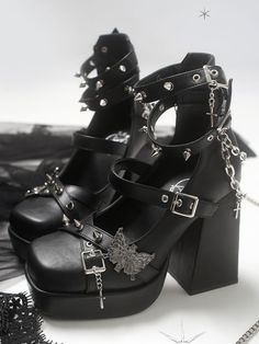 Goth Platform Boots, Goth Platforms, Butterfly Chain, Goth Shoes, Punk Shoes, Gothic Shoes, Dr Shoes, Platform Mary Janes