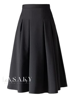 Lasaky - Classic Black High-Waisted Pleated Midi A-Line Umbrella Skirt Umbrella Skirt, High Waisted Pleated Skirt, Mid Length Skirts, Skirt Skirt, Pleated Midi Skirt, Types Of Skirts, Skirt Length, Mid Length, Pleated Skirt