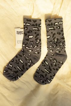 Leopard Print Crew Socks in Grey Classic crew style socks in a classic leopard animal print makes these socks a go-to for adding a little extra touch of detail to your outfit. All over print makes an impact on soft woven cotton. Leopard print 100% cotton Crew length Fits a UK4-7 or EU 34-40 London Boutique, Style Socks, Grey Leopard, Pink Milk, Grey Leopard Print, Leopard Animal, Uk Fashion, Casual Socks, Socks And Hosiery