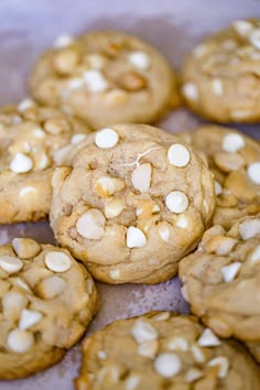 cookies with white chocolate chips and almonds on top