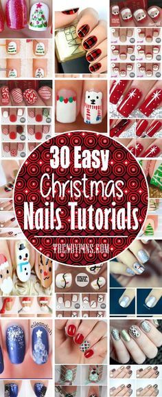 Easy Christmas Nail Art Tutorials, How To Make Nail Art, Christmas Nail Art Diy, Christmas Nail Tutorial Step By Step, Diy Christmas Nails Easy Step By Step, Easy Christmas Nail Designs Step By Step, Easy Christmas Nails To Do At Home, Easy Diy Christmas Nails, Christmas Nails Step By Step