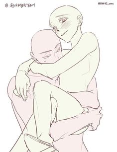 a drawing of two people hugging each other with their arms around one another, and the second person is sitting down