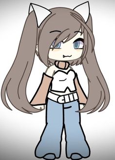 an anime character with long hair and cat ears