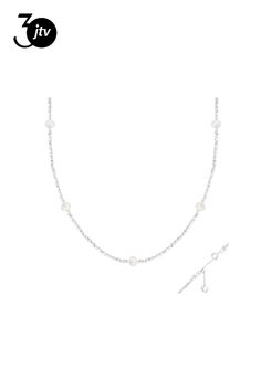 4-5mm off round White Cultured Freshwater Pearl Rhodium Over Sterling Silver Strand Necklace. Measures approximately 0.25"" wide and has spring ring clasp. Silver Strand, Necklace Statement, Strand Necklace, Spring Rings, Fresh Water, Freshwater Pearls, Sterling Silver, Ring, Silver