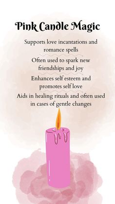 a pink candle with the words pink candle magic