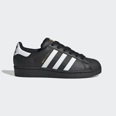 Black Adidas Superstar, Juniors Shoes, Adidas Superstar Black, Black Superstar, Adidas Super, Superstar Shoes, Adidas Models, Adidas Shoes Superstar, Adidas Design