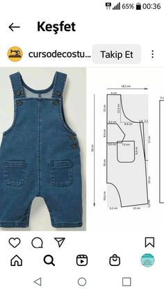 an image of a baby's overalls sewing pattern on the app store page