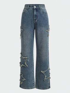 Women's & Men's Clothing, Shop Online Fashion Enhypen Closet, Star Jeans Outfit, Sparkle Jeans, Clothing Png, Tomboy Jeans, Loose Fit Jeans, Grunge Punk, Star Jeans, Cute Jeans