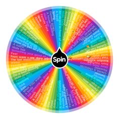 a spinning wheel with the word spin written in different languages and colors on it's center