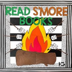 a book cover with an image of a campfire and the words read s'more books