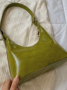 Forest Green Bag, Green Leather Bags, Minimalist Vintage, Retro Bags, Green Purse, Plain Style, Fall Fits