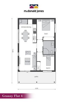 the floor plan for an apartment in granny flat 4