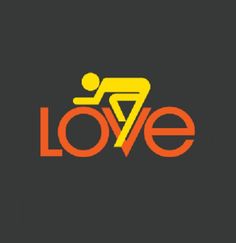 the word love is written in orange and yellow on a black background with an image of a