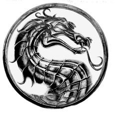 a black and white drawing of a dragon in a circular frame with the word's name