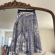 New With Tags Blue Floral Print Skirt Lined H&m Pleated Summer Skirt, H&m Summer Pleated Skirt, H&m Pleated Skirt For Summer, H&m Pleated Skirt For Spring, Blue Pleated Skirt With Elastic Waistband For Summer, H&m Pleated Summer Bottoms, H&m Summer Flared Skirt, H&m Flared Summer Skirt, H&m Flared Skirt For Summer