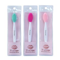 BlushLips Exfoliating Brush Set What It Is A double-sided silicone exfoliating lip brush. What You Get Blue brush Pink brush Fuchsia brush What It Does Gentle enough to be used daily for a smoother appearance. Made in China Alat Makeup, Exfoliating Brush, Beauty Gadgets, Lip Brush, Body Skin Care Routine, روتين العناية بالبشرة, Beauty Skin Care Routine, Face Skin Care, Skin Care Essentials