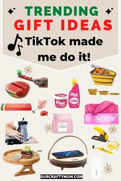 a poster with the words trending gift ideas tiktok made me do it