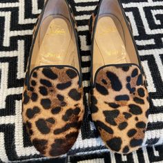 These Cheetah Flats Are So Comfortable. Shoemaker Put Heel Savers And Red Vibram Soles On The Bottom. Cheetah Flats, Moccasin Flats, Louboutin Shoes, Christian Louboutin Shoes, Moccasins, Flat Shoes Women, Loafer Flats, Christian Louboutin, Loafers