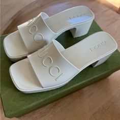 Gucci. Size 36/6. White. Used (Worn Once). Dust Bag Included. White Slides, Shoes Gucci, Gucci Shoes, Slide Sandals, White Color, Slides, Dust Bag, Color White, Size 6