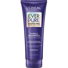 L'Oréal EverPure Sulfate-Free Purple Shampoo | Ulta Beauty Shampoo Loreal, Shimmer Lights Shampoo, Best Purple Shampoo, Purple Shampoo For Blondes, Purple Conditioner, Shampoo For Gray Hair, Purple Shampoo And Conditioner, Purple Dye, Toning Shampoo