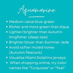 the aquamarinee color scheme is shown in white and blue, with text that reads