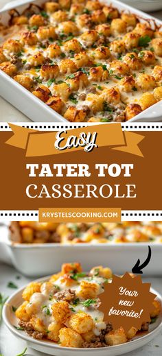 an easy tater tot casserole recipe with cheese and parsley