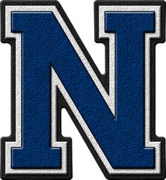 the letter n is shown in blue and white